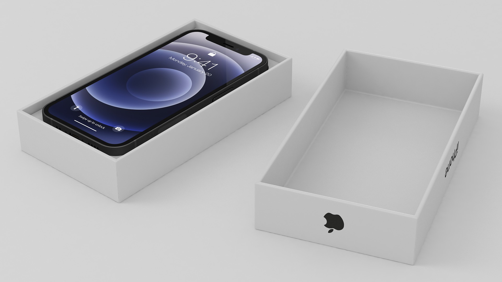 3D iPhone 12 mini Unboxed Black model