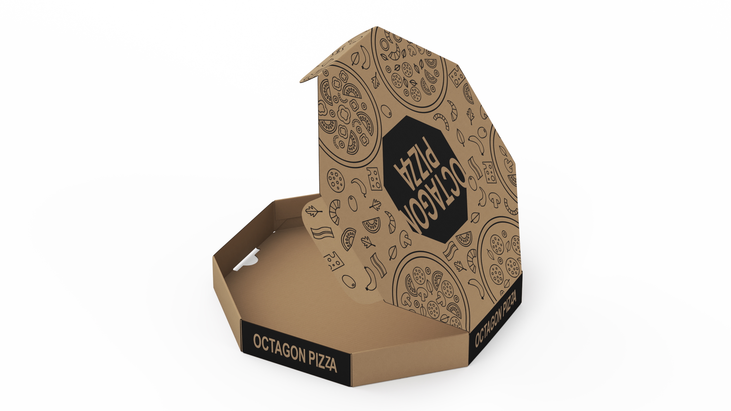 3D Craft Paper Octagonal Pizza Box