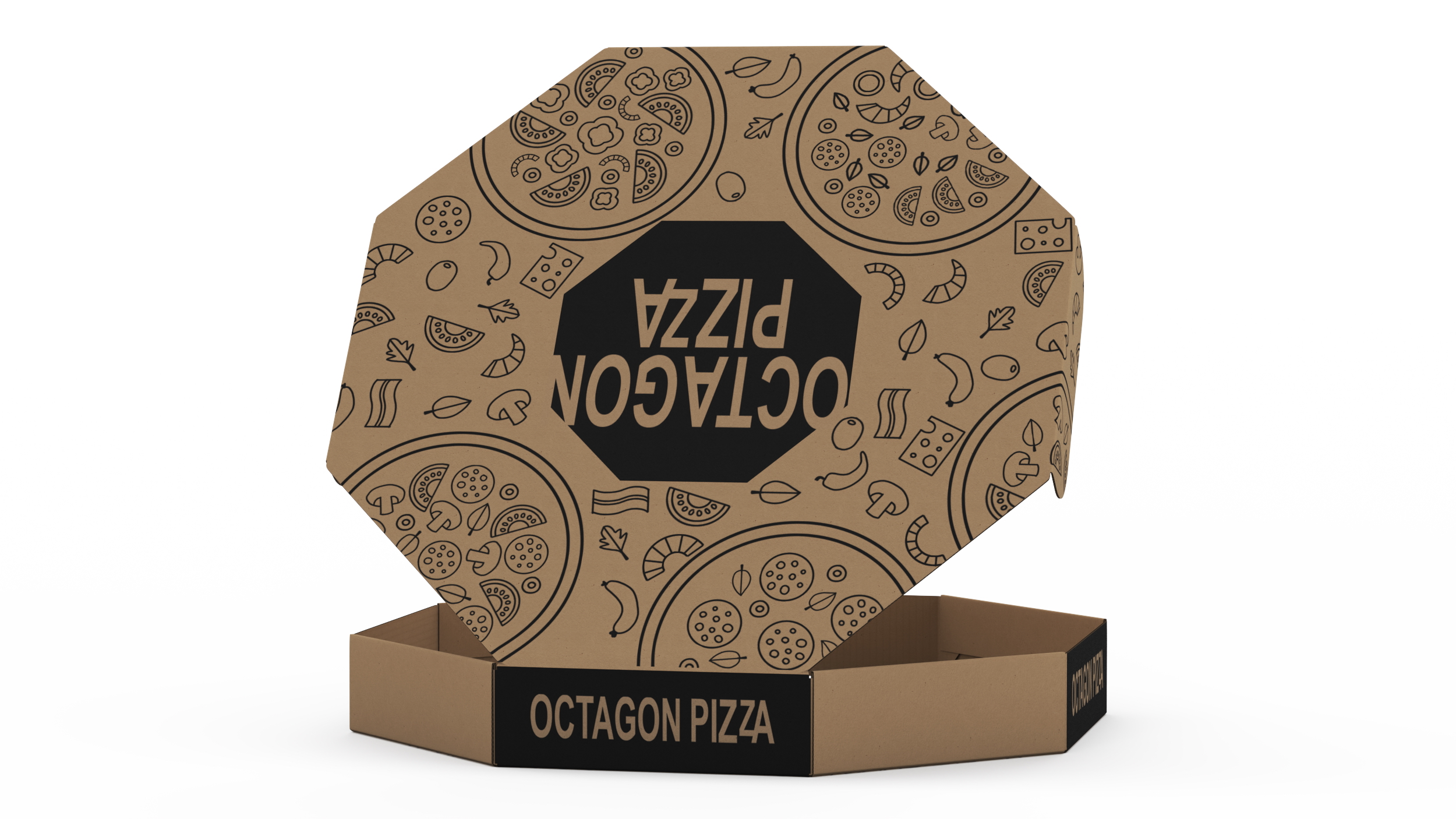 3D Craft Paper Octagonal Pizza Box