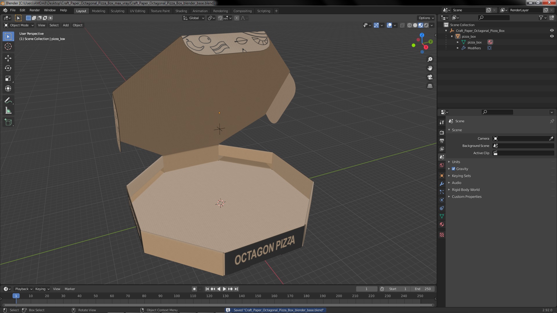3D Craft Paper Octagonal Pizza Box