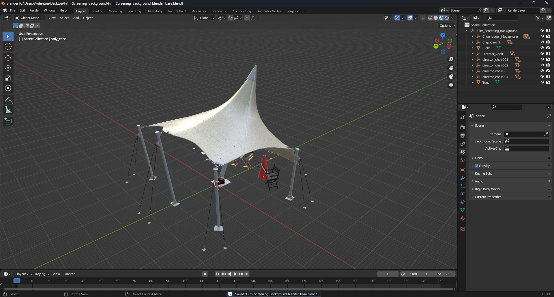 3D model Film Screening Background