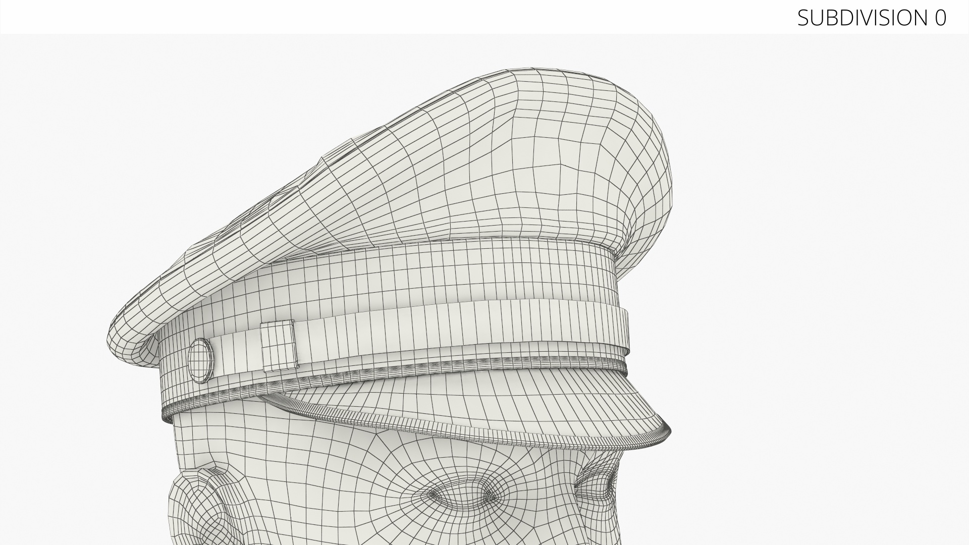 Black Military Style Cap on Mannequin Fur, view 10