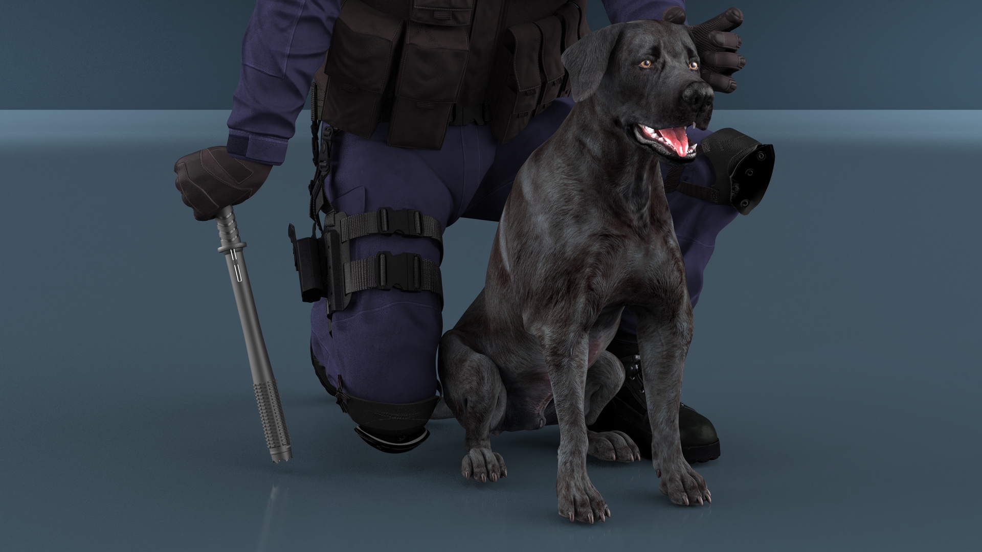 3D Police K9 Patrol with Taser Baton model