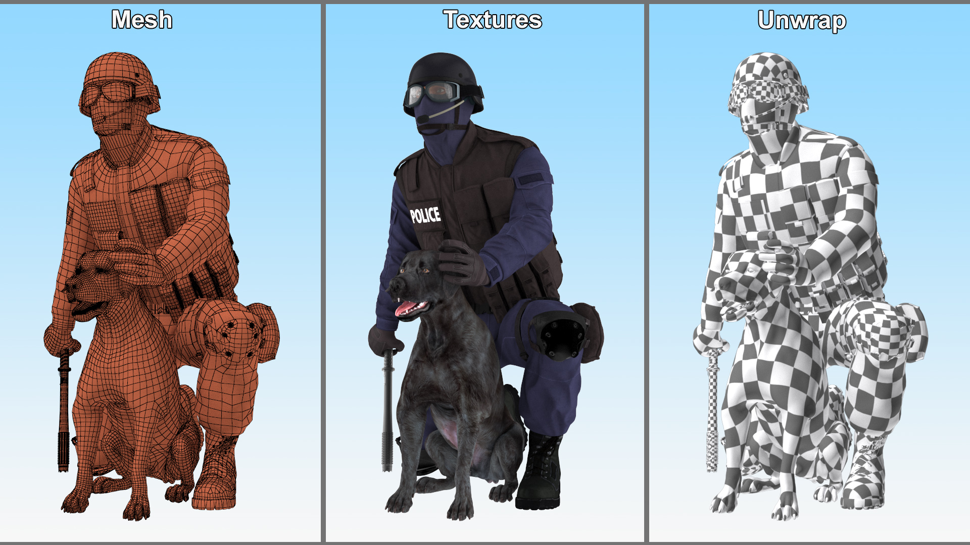 3D Police K9 Patrol with Taser Baton model