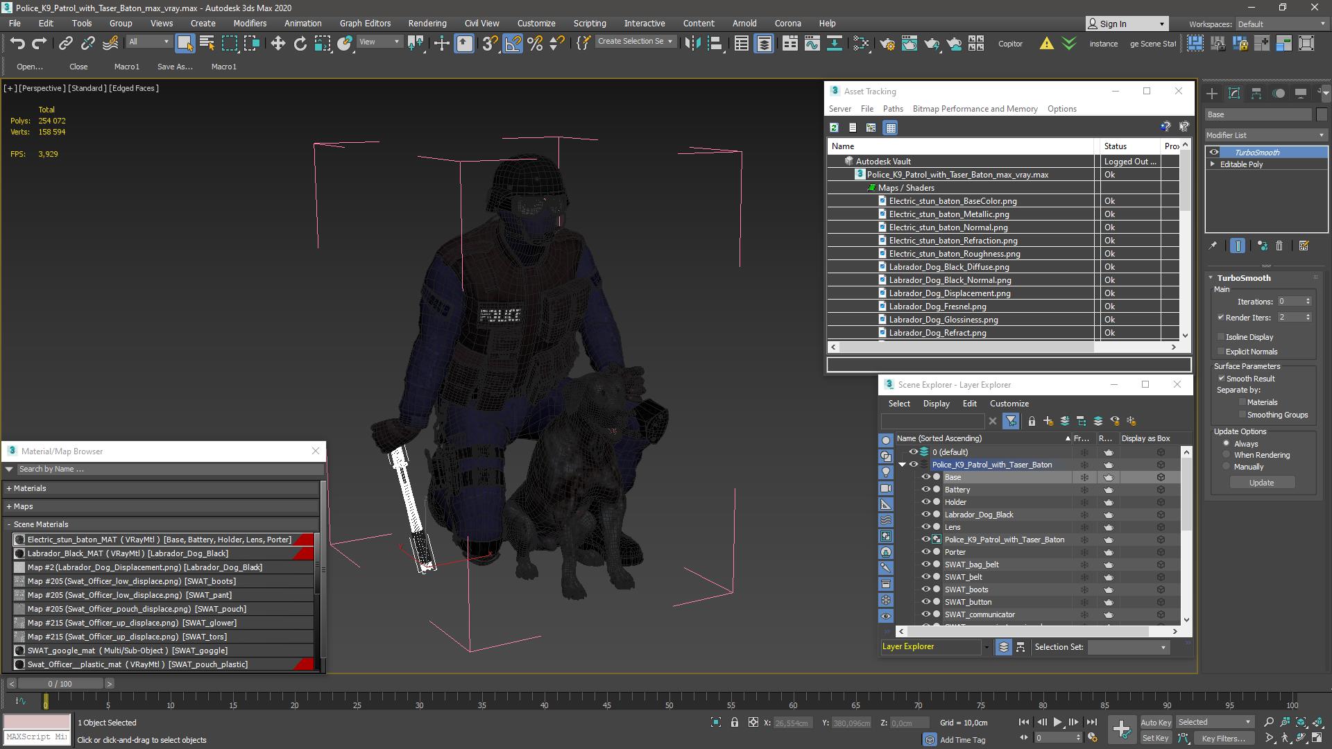 3D Police K9 Patrol with Taser Baton model