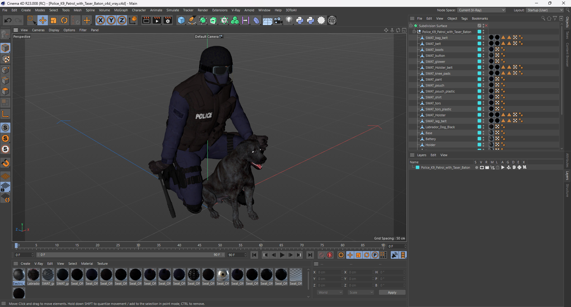 3D Police K9 Patrol with Taser Baton model