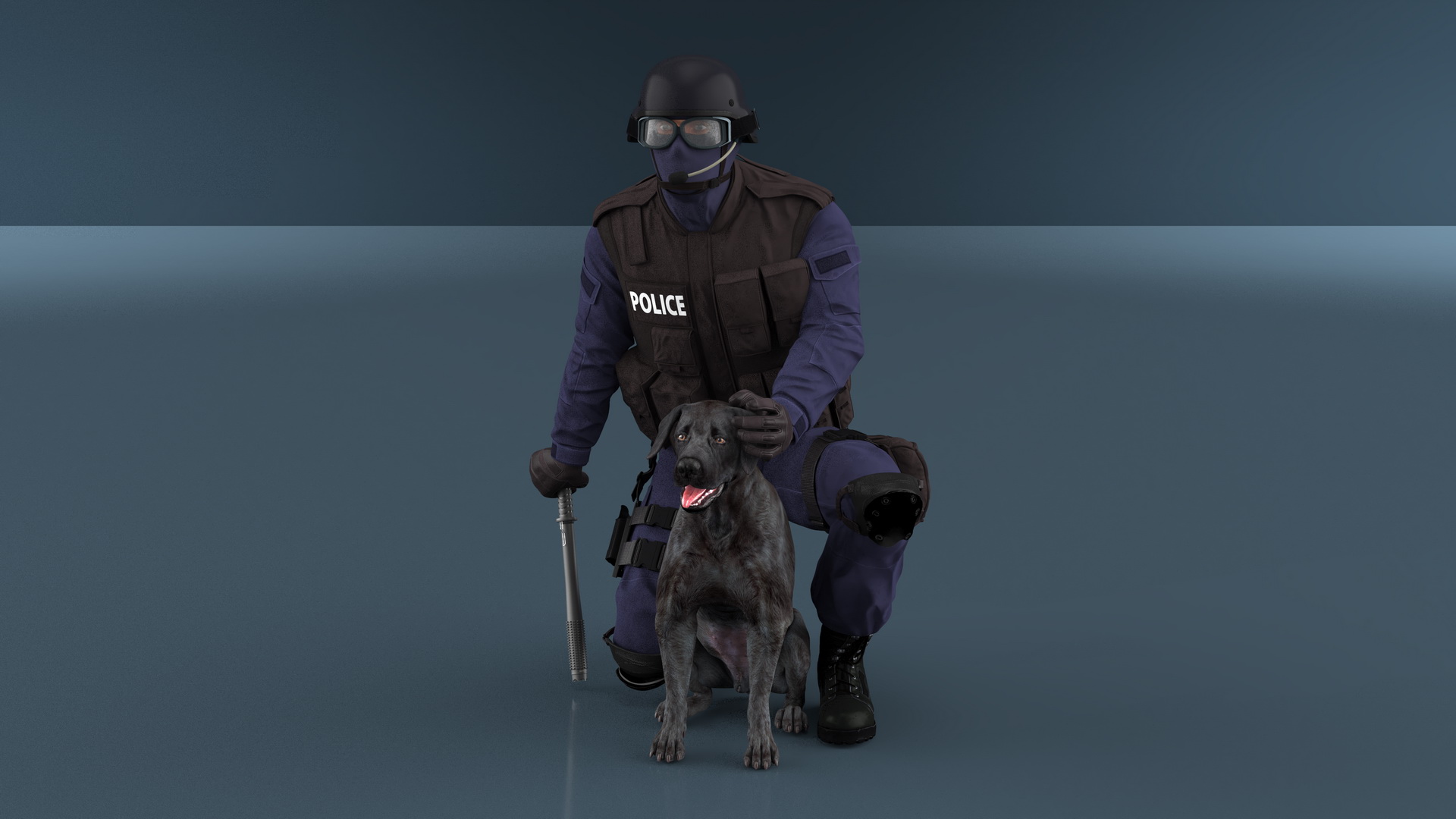 3D Police K9 Patrol with Taser Baton model