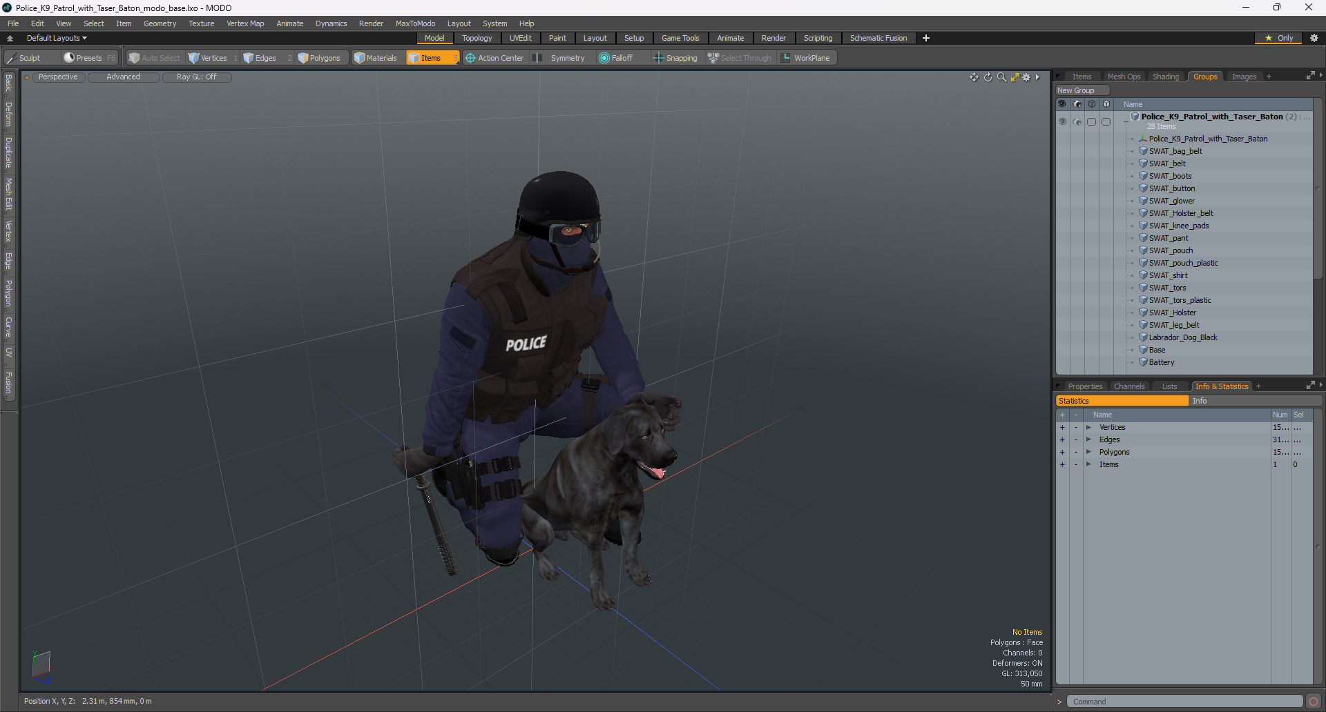3D Police K9 Patrol with Taser Baton model
