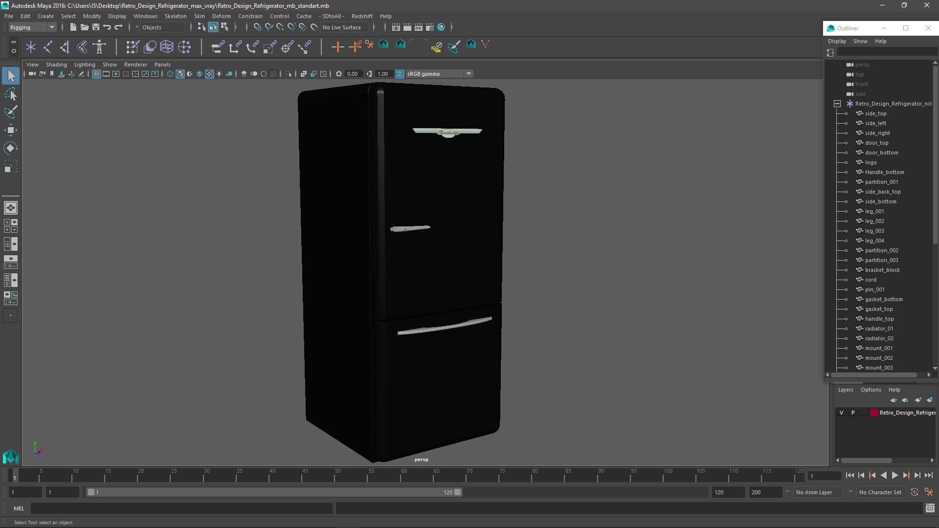 3D model Retro Design Refrigerator