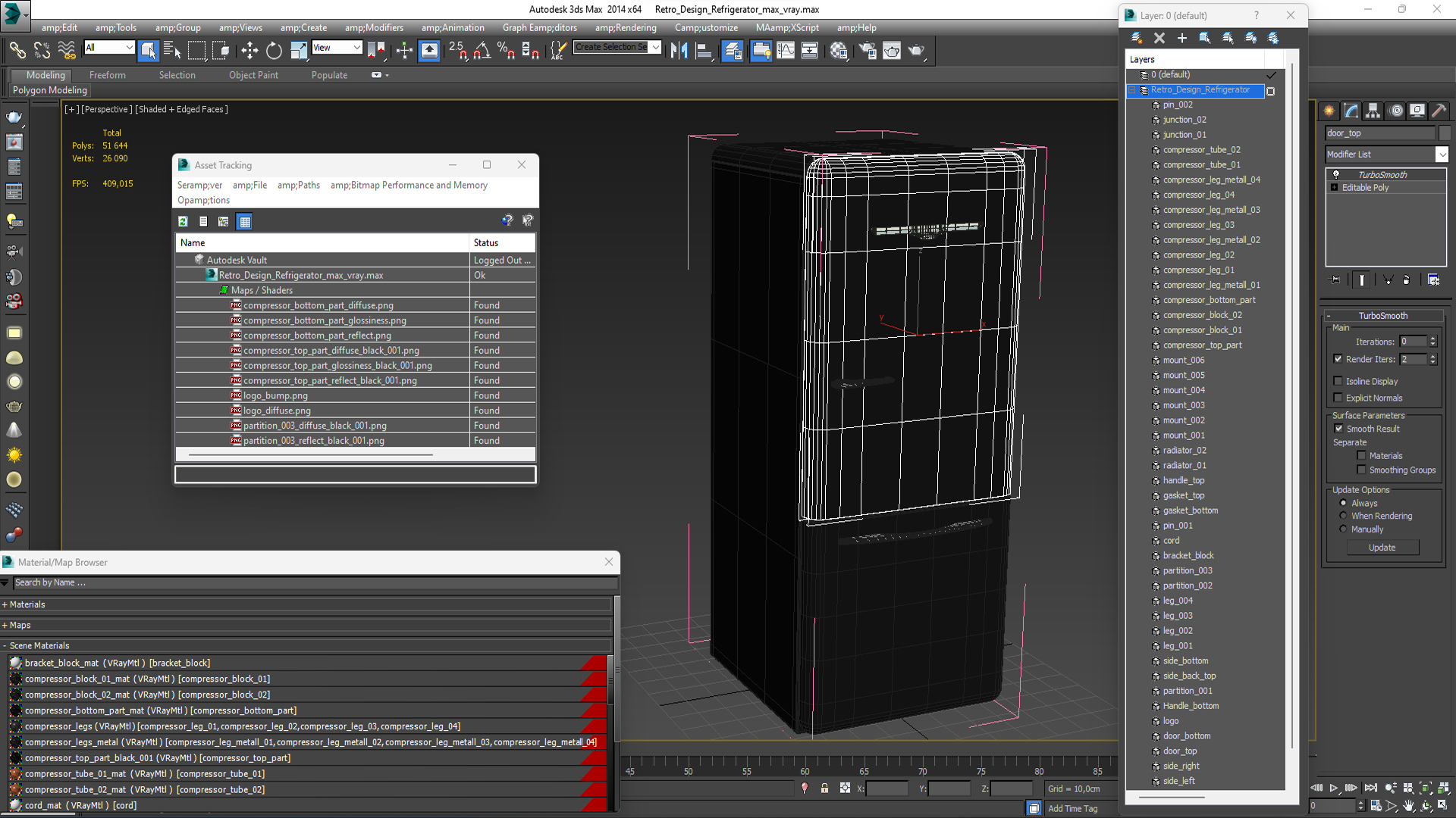 3D model Retro Design Refrigerator