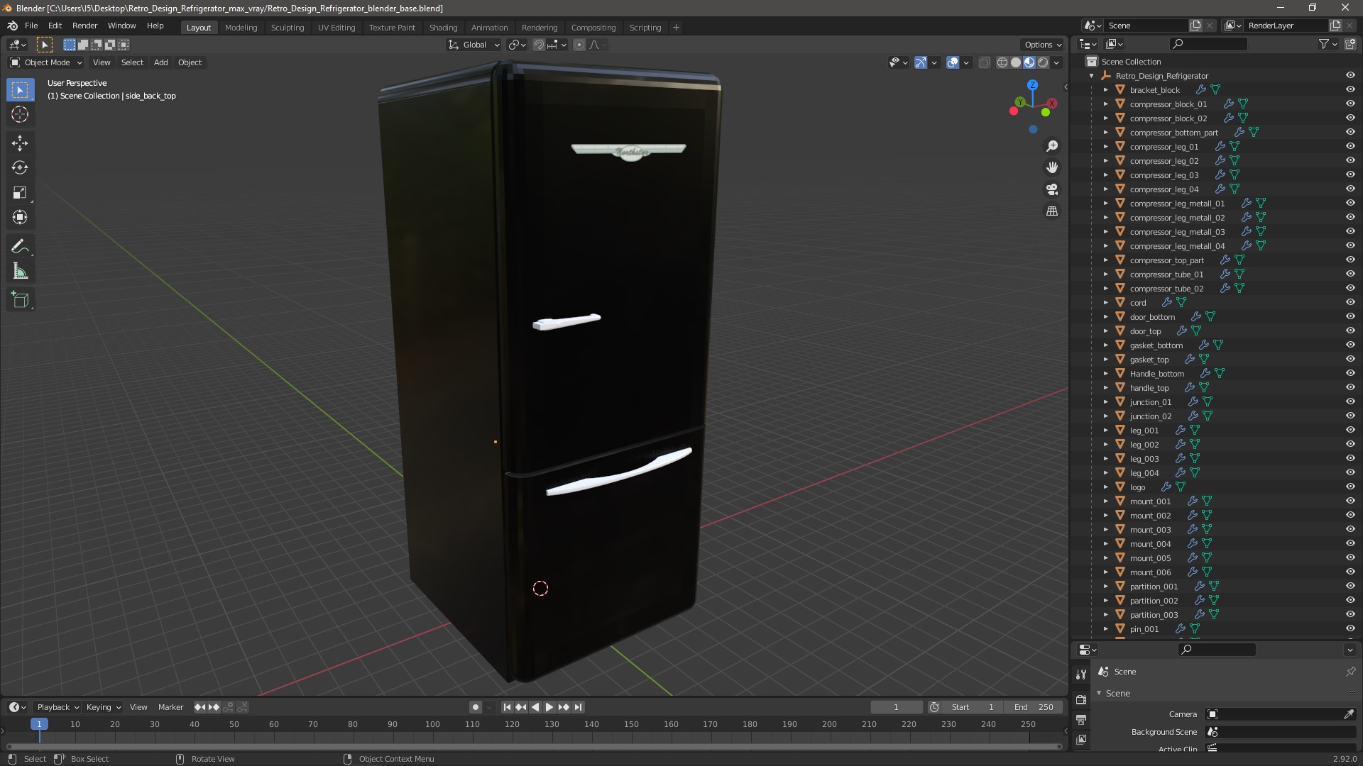 3D model Retro Design Refrigerator