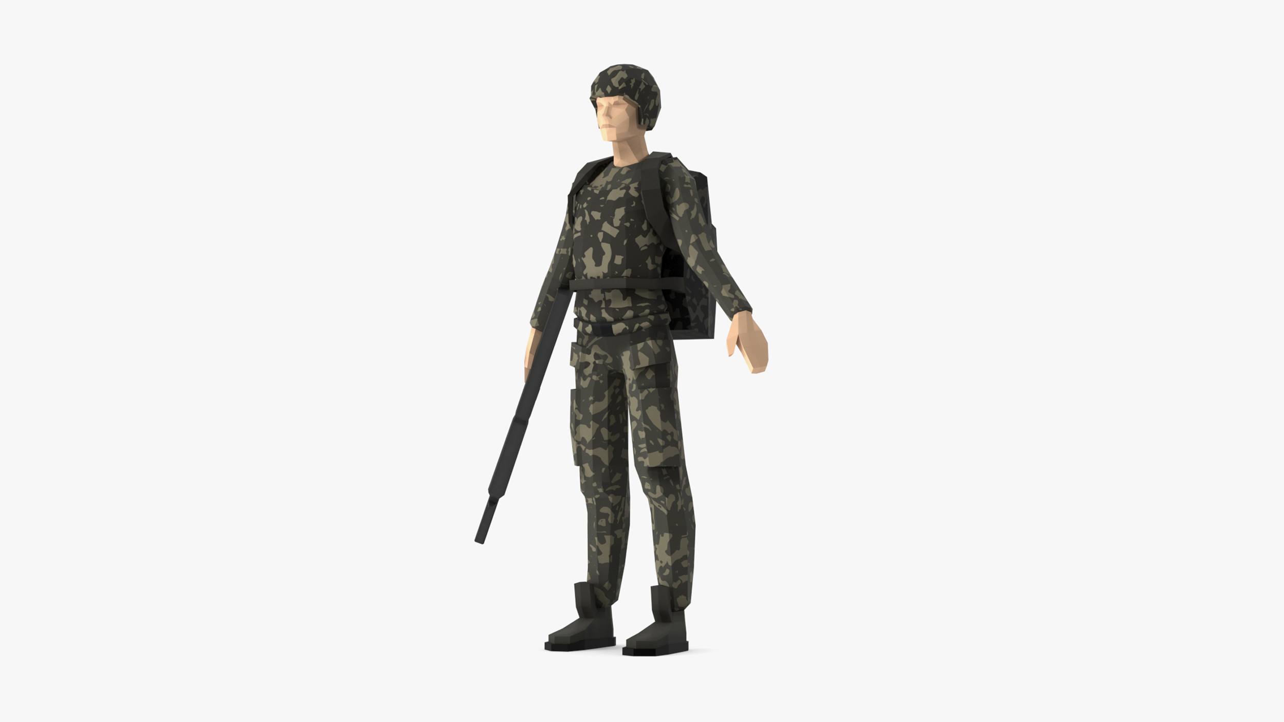 Soldier Low Poly Rigged for Maya 3D