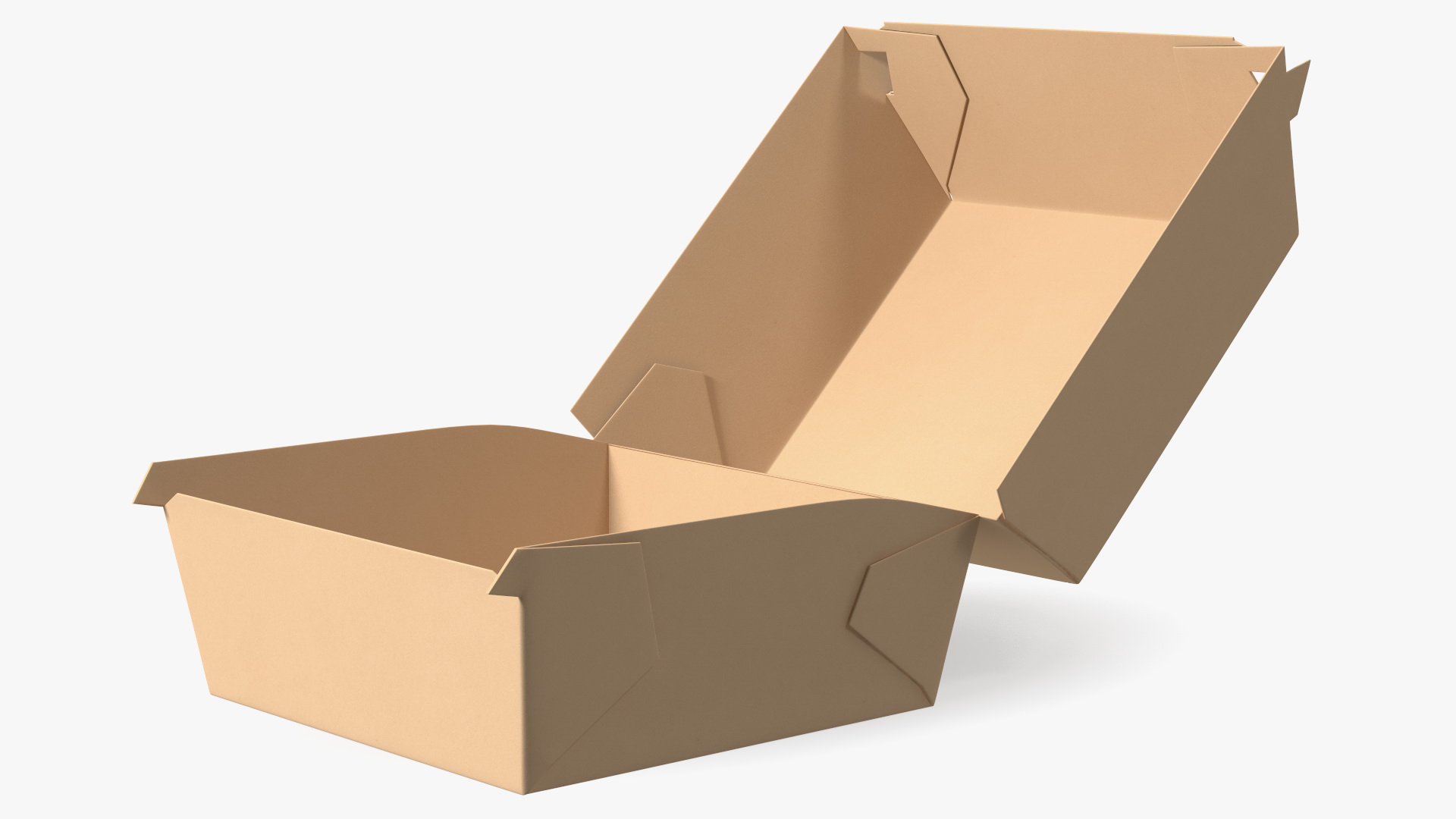 Burger Box Brown Open Empty 3D