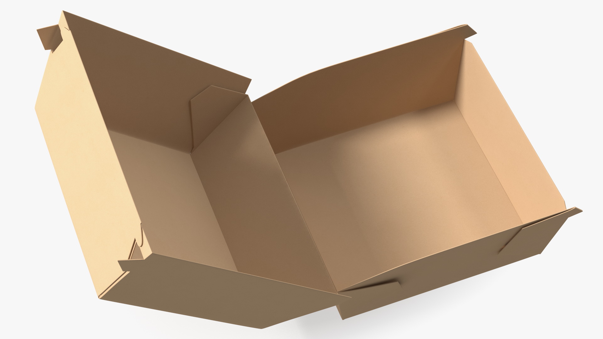 Burger Box Brown Open Empty 3D