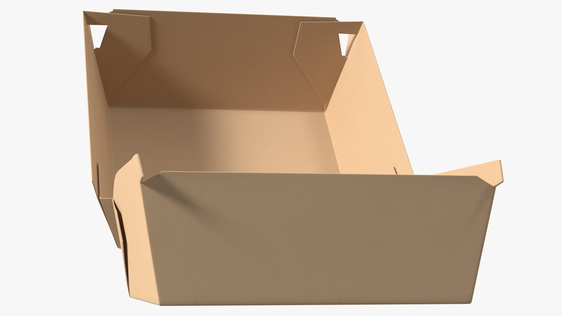 Burger Box Brown Open Empty 3D