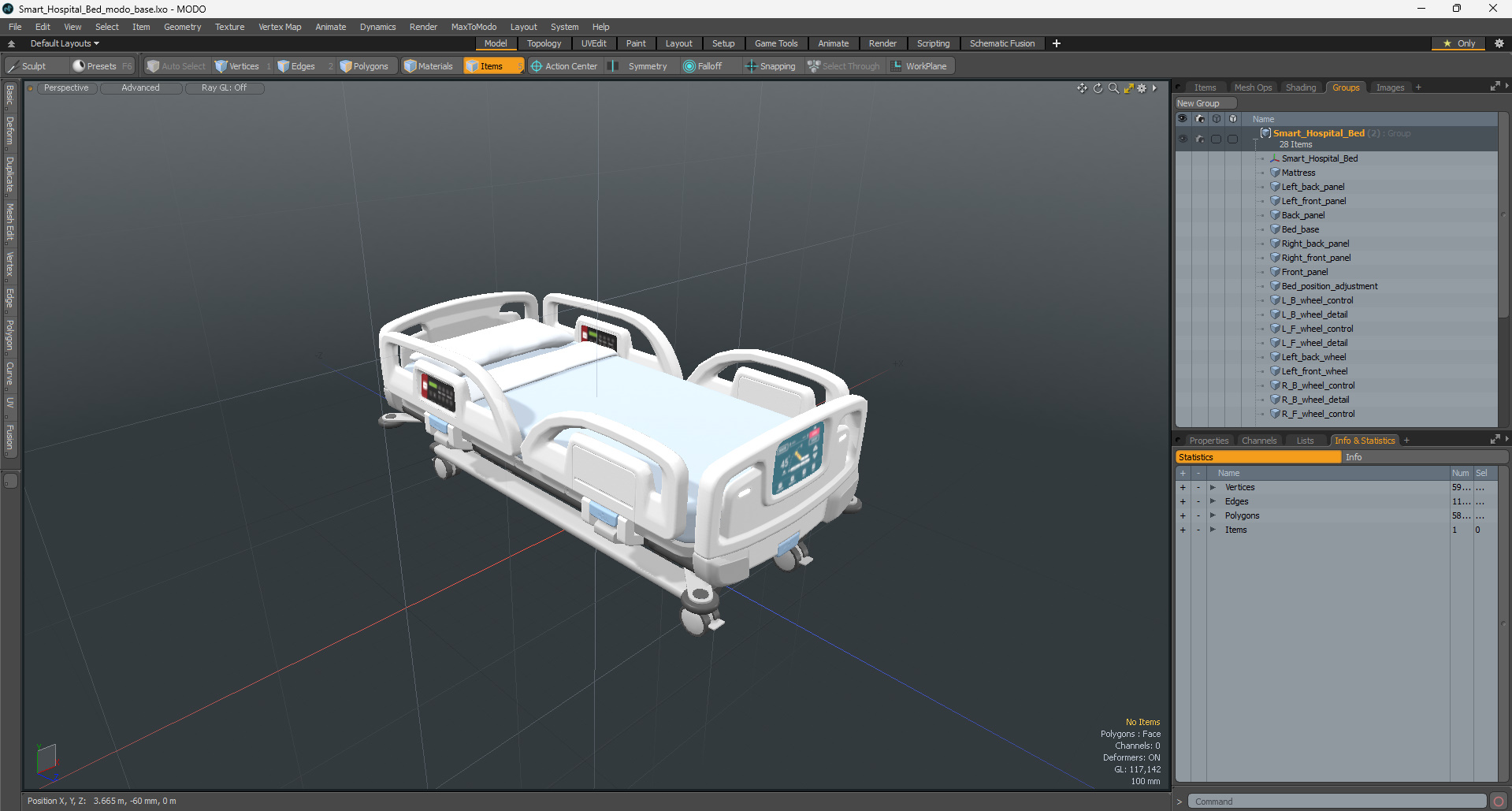 3D Smart Hospital Bed model
