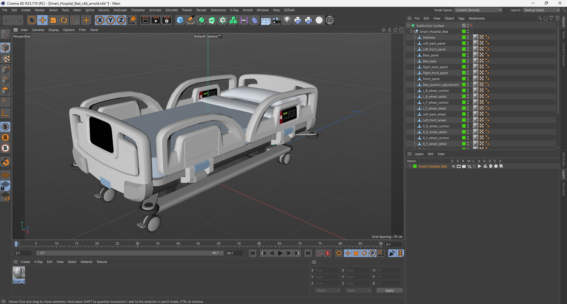 3D Smart Hospital Bed model