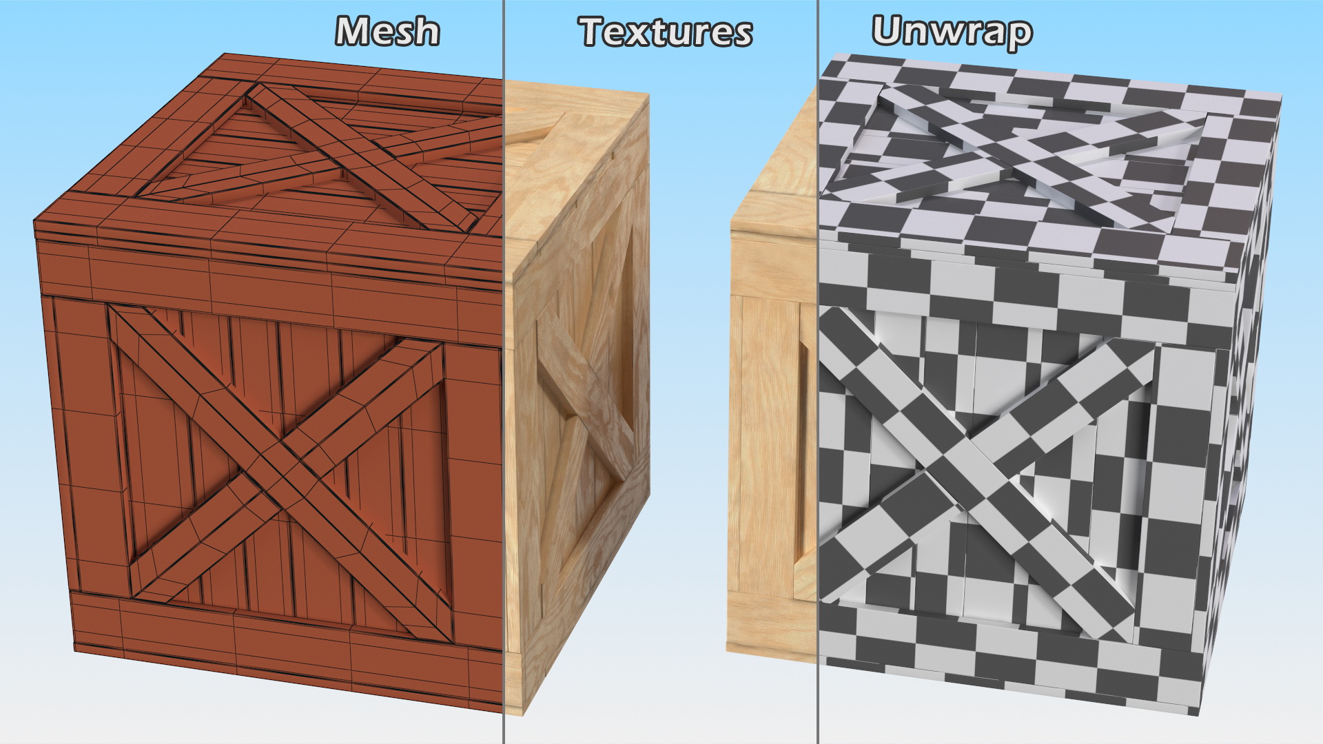 Open Wooden Shipping Box 3D model