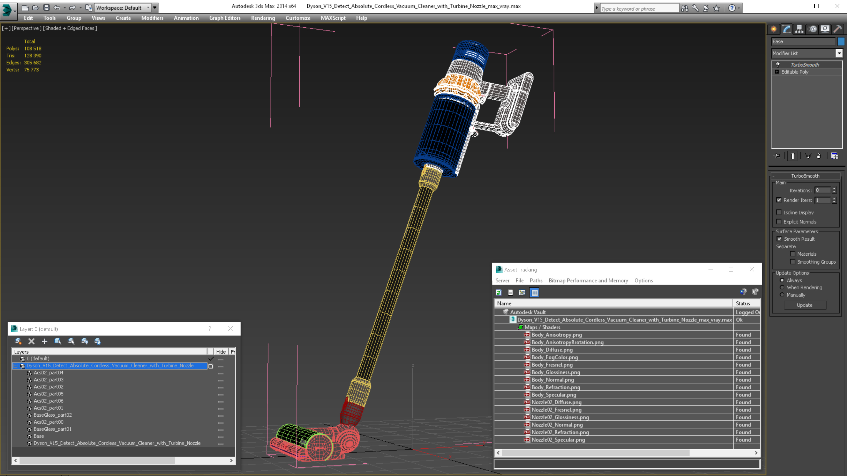 Dyson V15 Detect Absolute Cordless Vacuum Cleaner with Turbine Nozzle 3D model