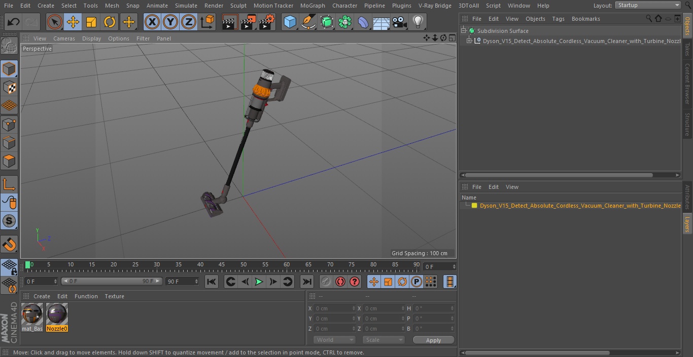 Dyson V15 Detect Absolute Cordless Vacuum Cleaner with Turbine Nozzle 3D model
