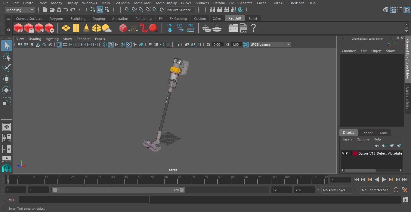 Dyson V15 Detect Absolute Cordless Vacuum Cleaner with Turbine Nozzle 3D model
