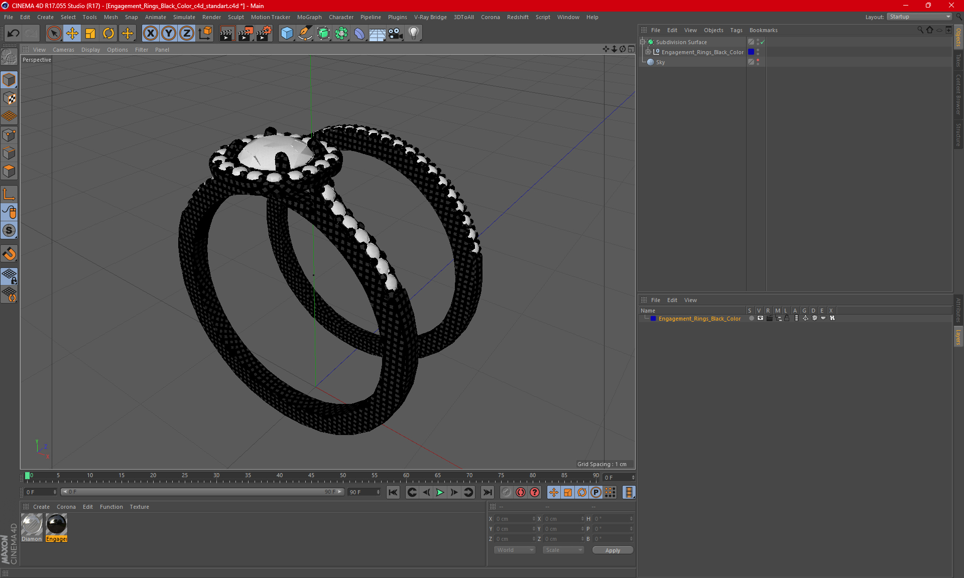 3D Engagement Rings Black Color model