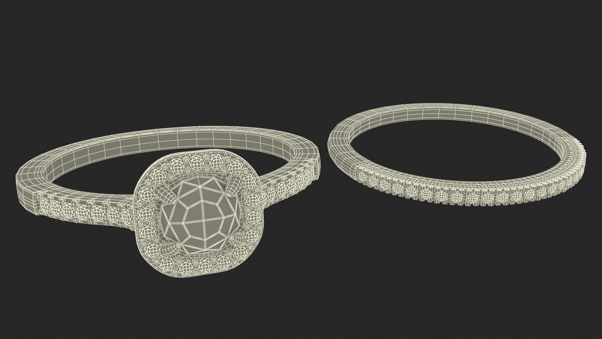 3D Engagement Rings Black Color model