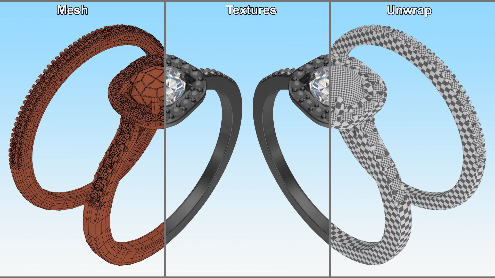 3D Engagement Rings Black Color model