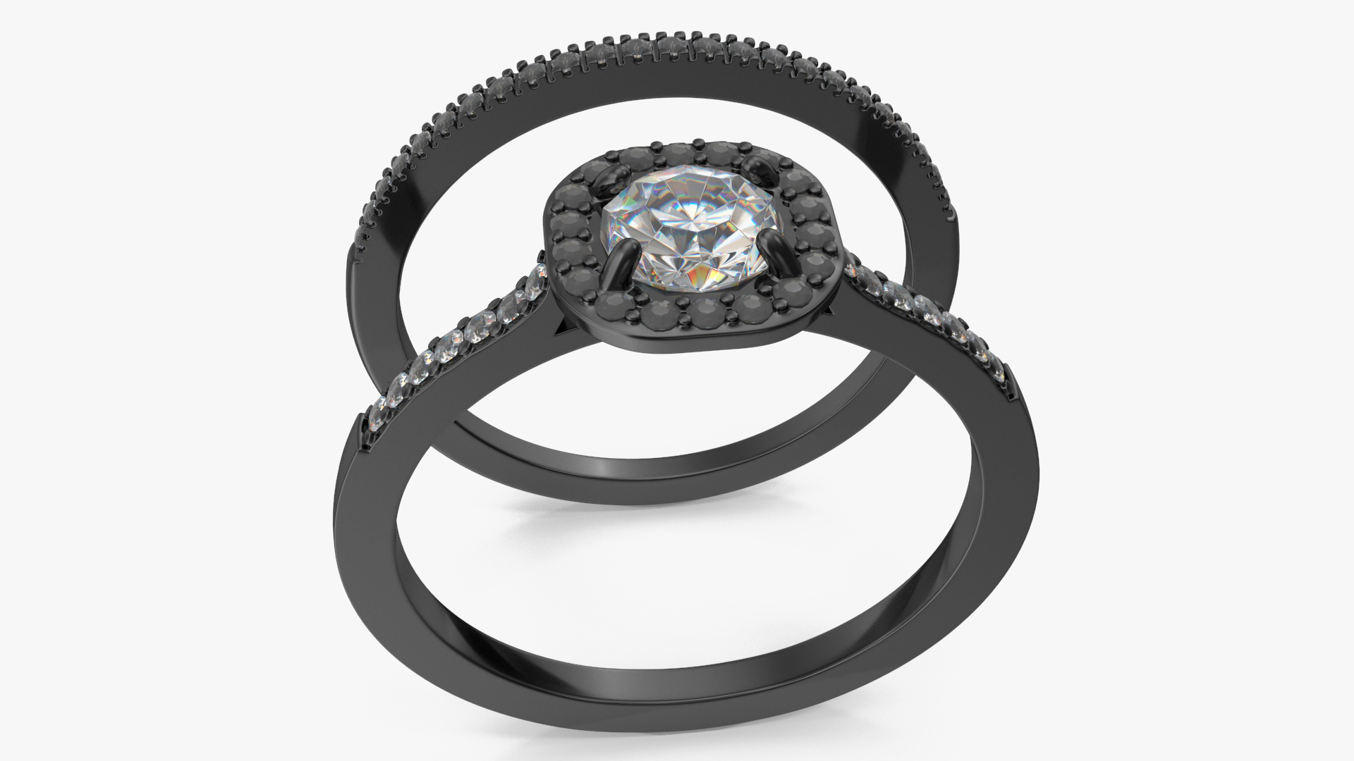 3D Engagement Rings Black Color model