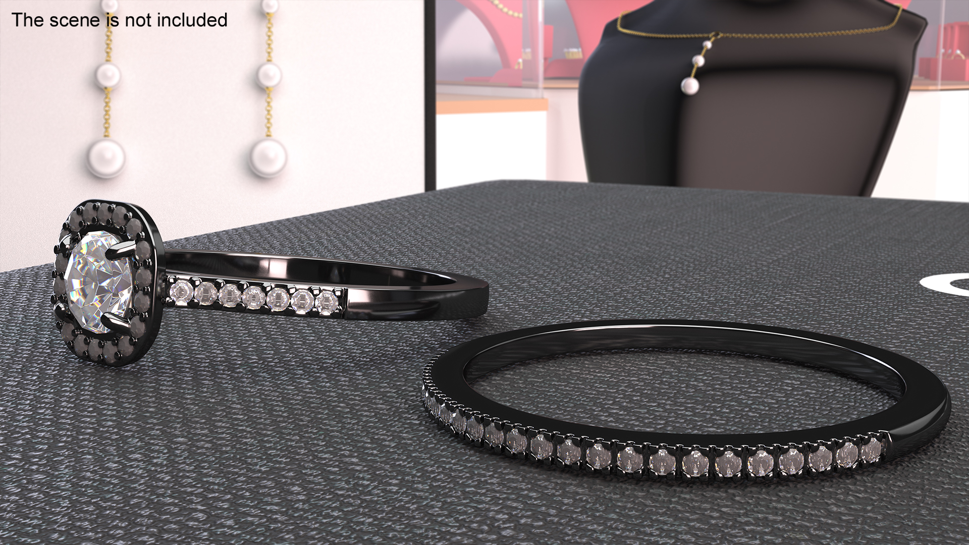 3D Engagement Rings Black Color model