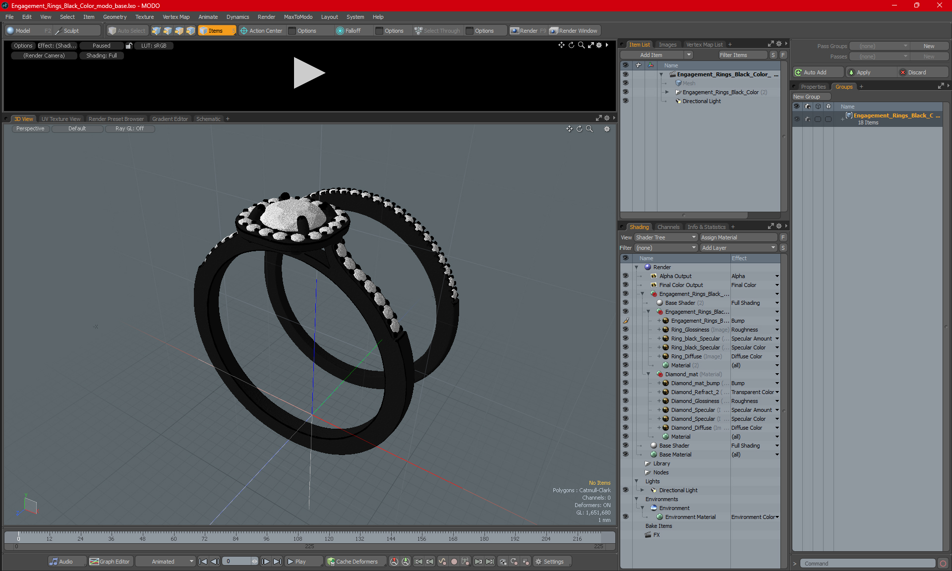 3D Engagement Rings Black Color model