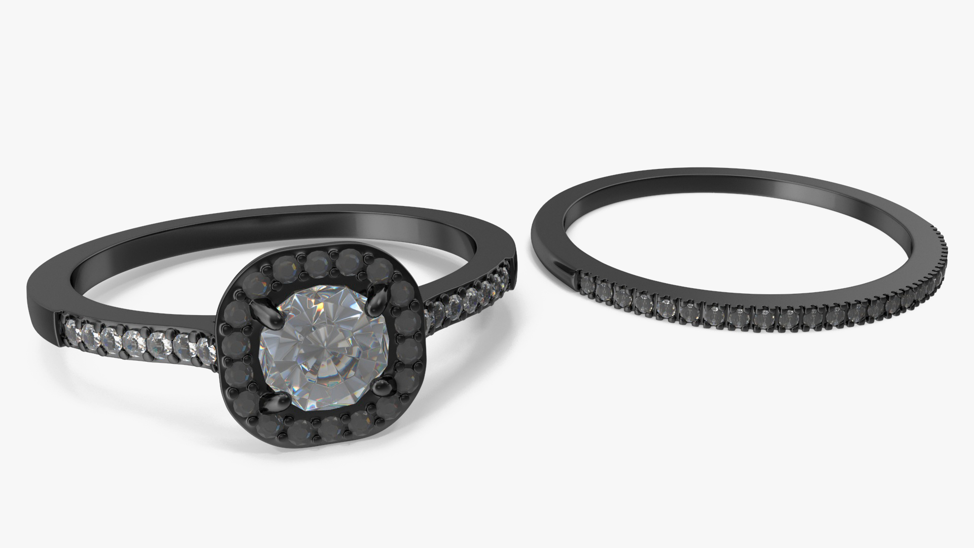3D Engagement Rings Black Color model