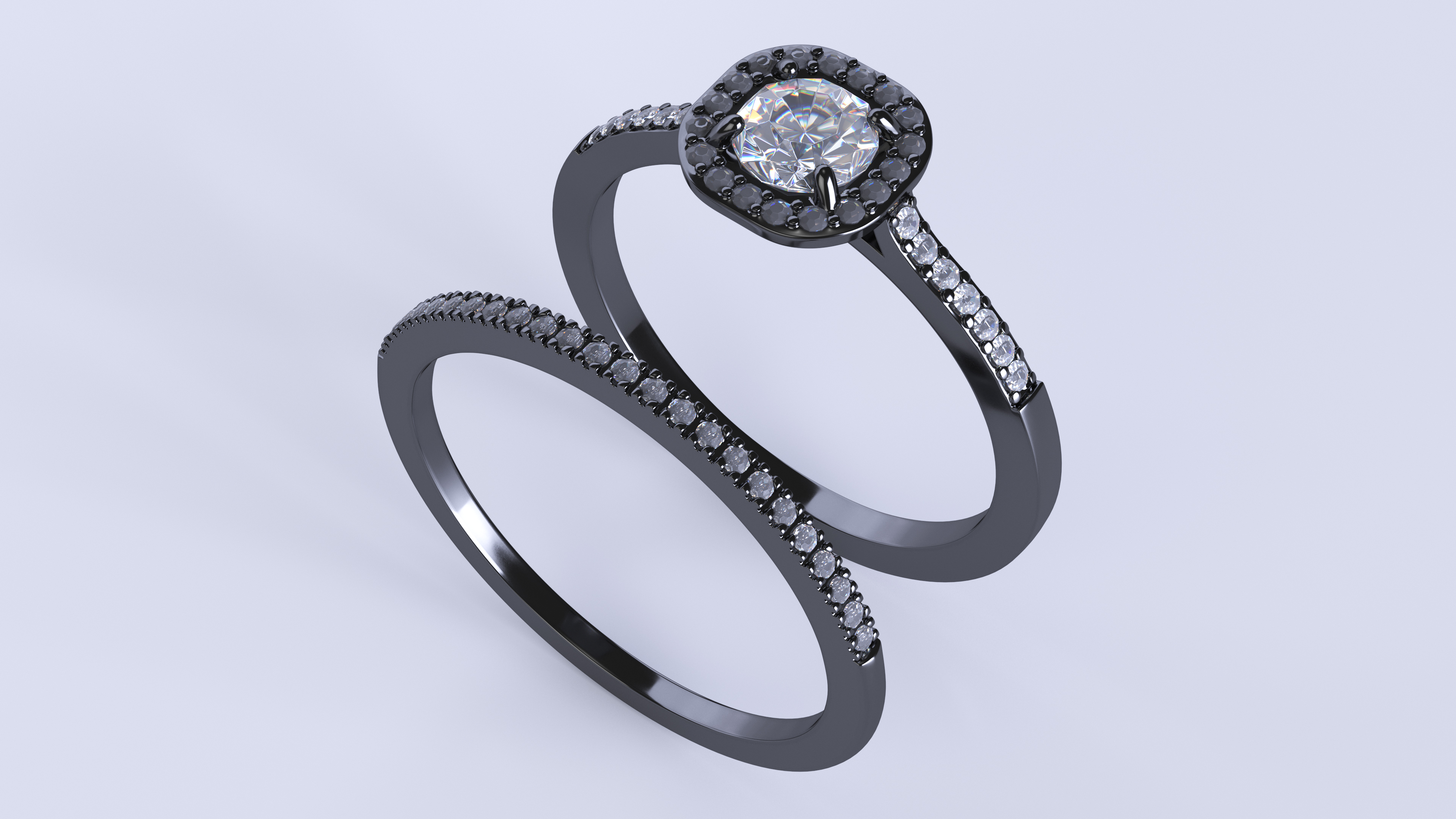 3D Engagement Rings Black Color model