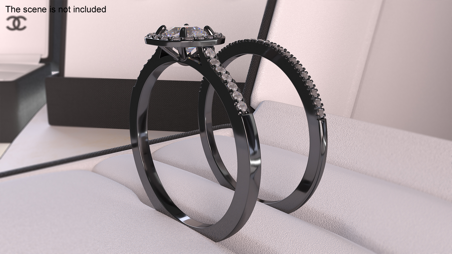 3D Engagement Rings Black Color model