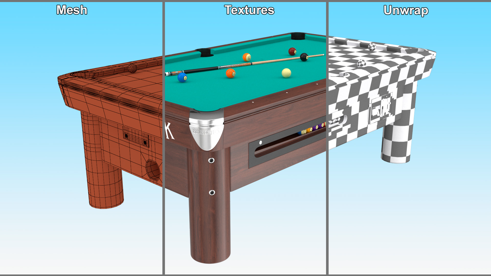 Commercial Public Pool Table Brunswick Green 3D model