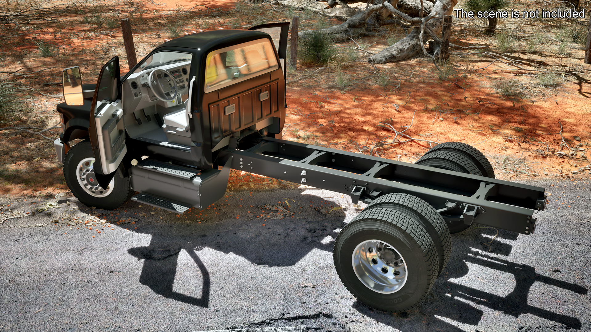 3D Ford F-650 Crew Cab Chassis Rigged for Maya model