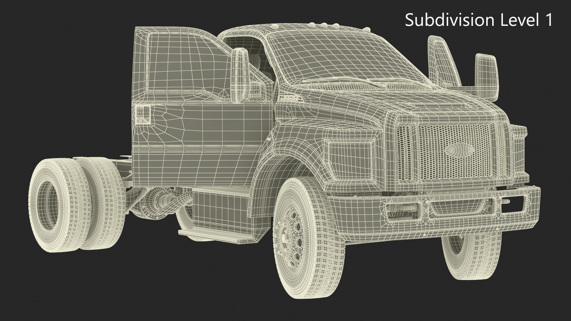 3D Ford F-650 Crew Cab Chassis Rigged for Maya model