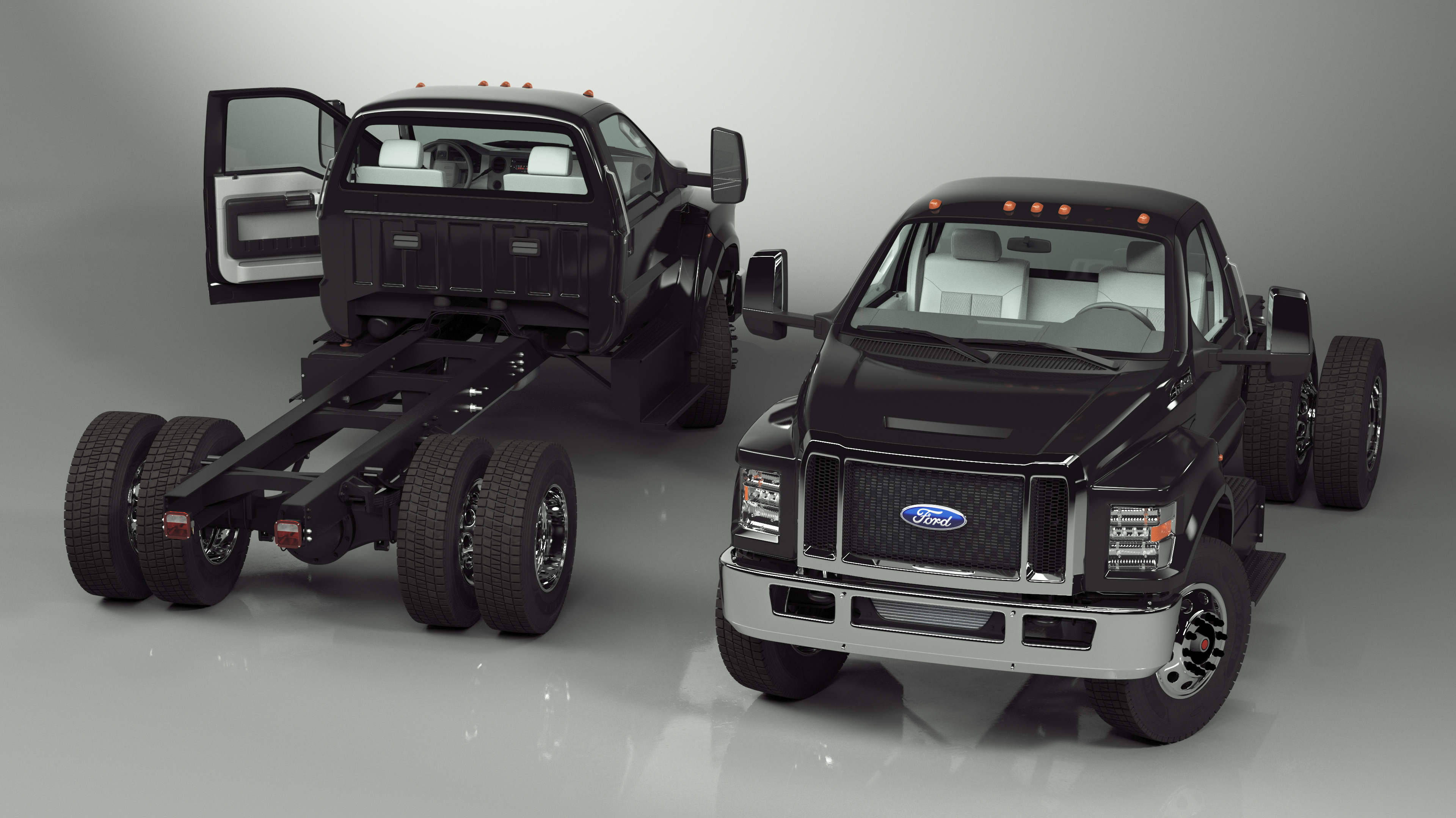 3D Ford F-650 Crew Cab Chassis Rigged for Maya model