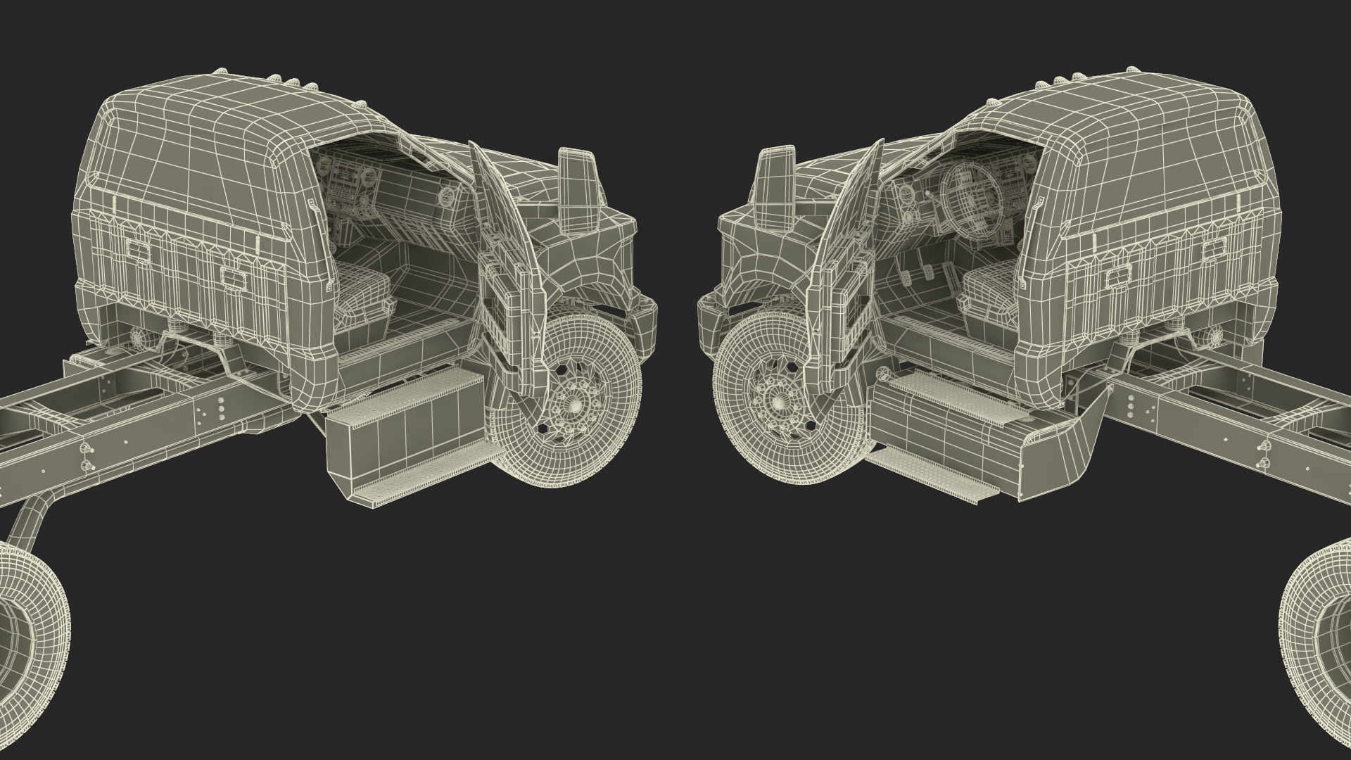3D Ford F-650 Crew Cab Chassis Rigged for Maya model