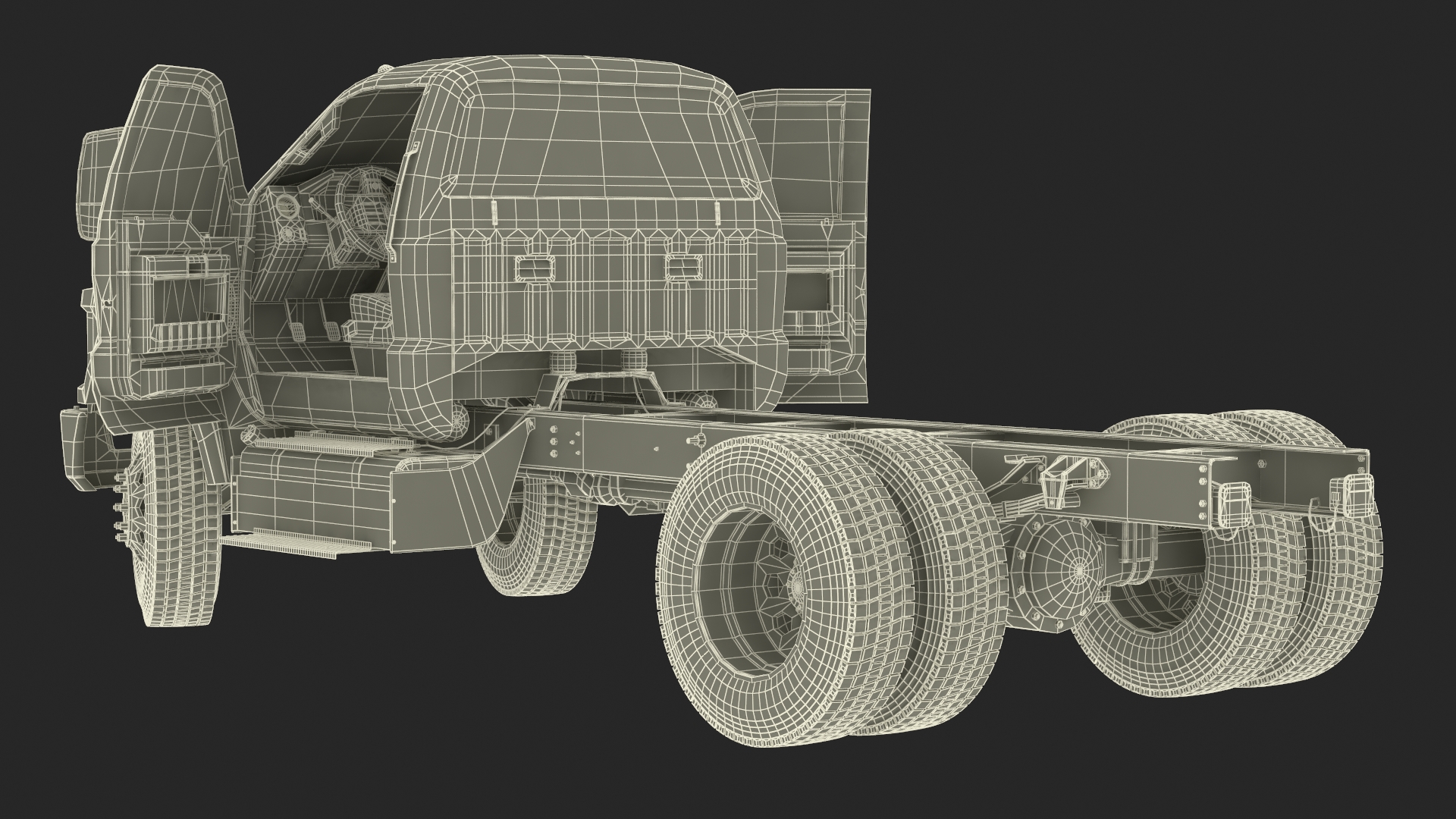 3D Ford F-650 Crew Cab Chassis Rigged for Maya model