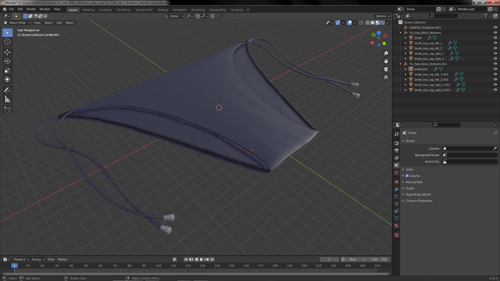 3D Tie Side Bikini Bottoms model