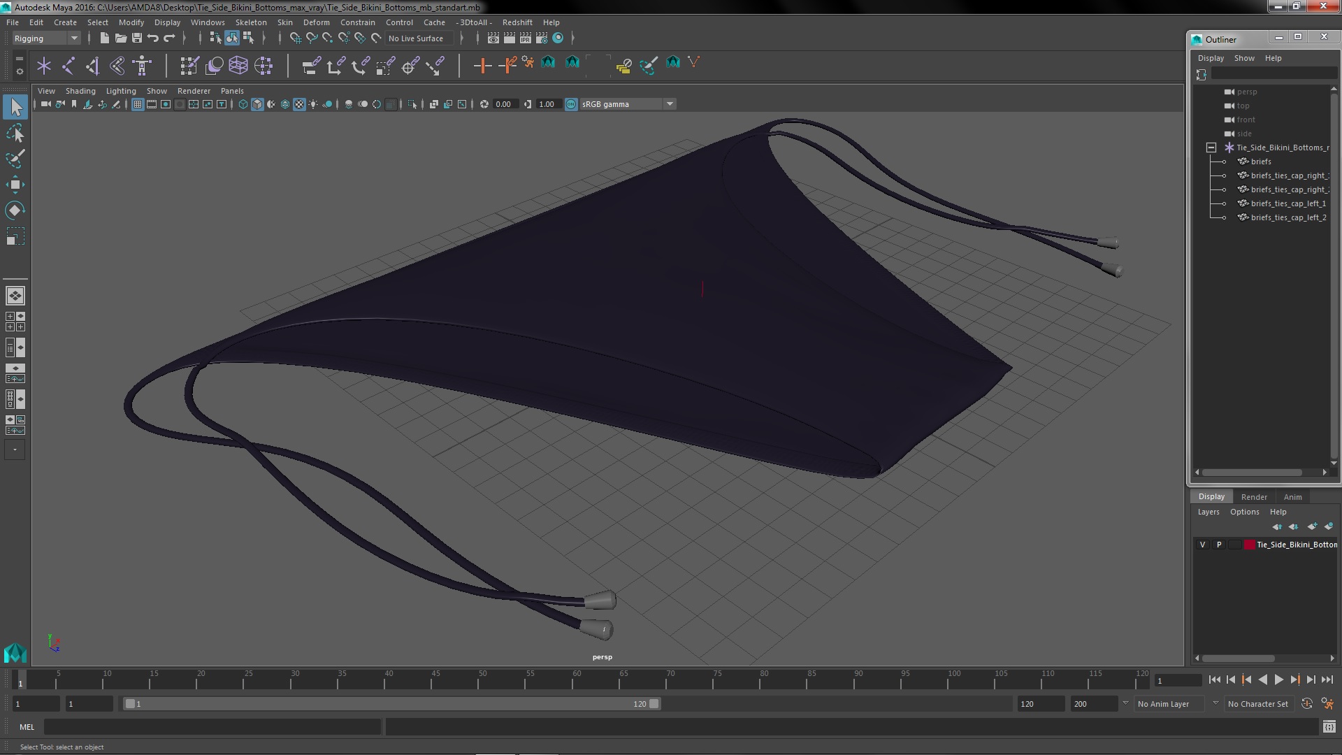 3D Tie Side Bikini Bottoms model