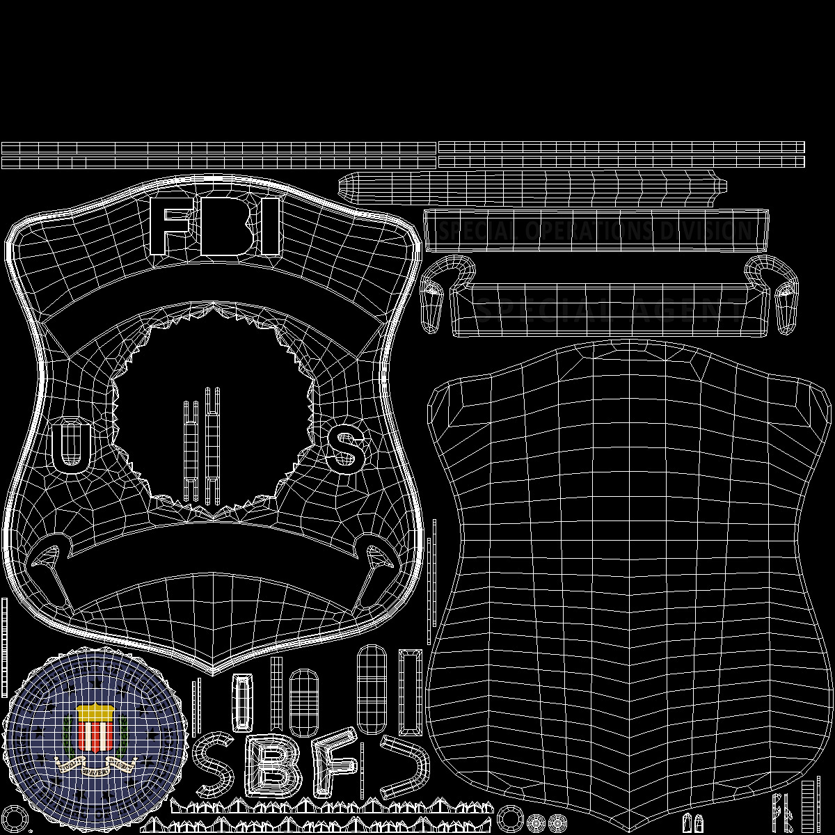 3D model FBI Badge in Leather Case