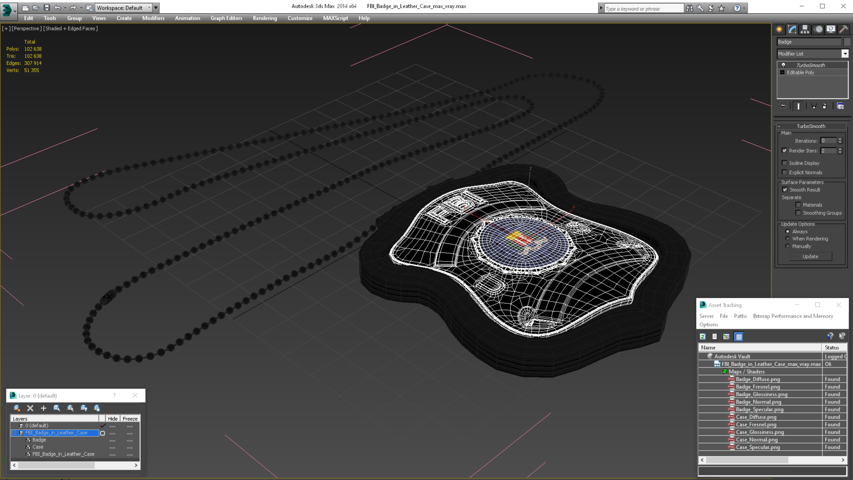 3D model FBI Badge in Leather Case