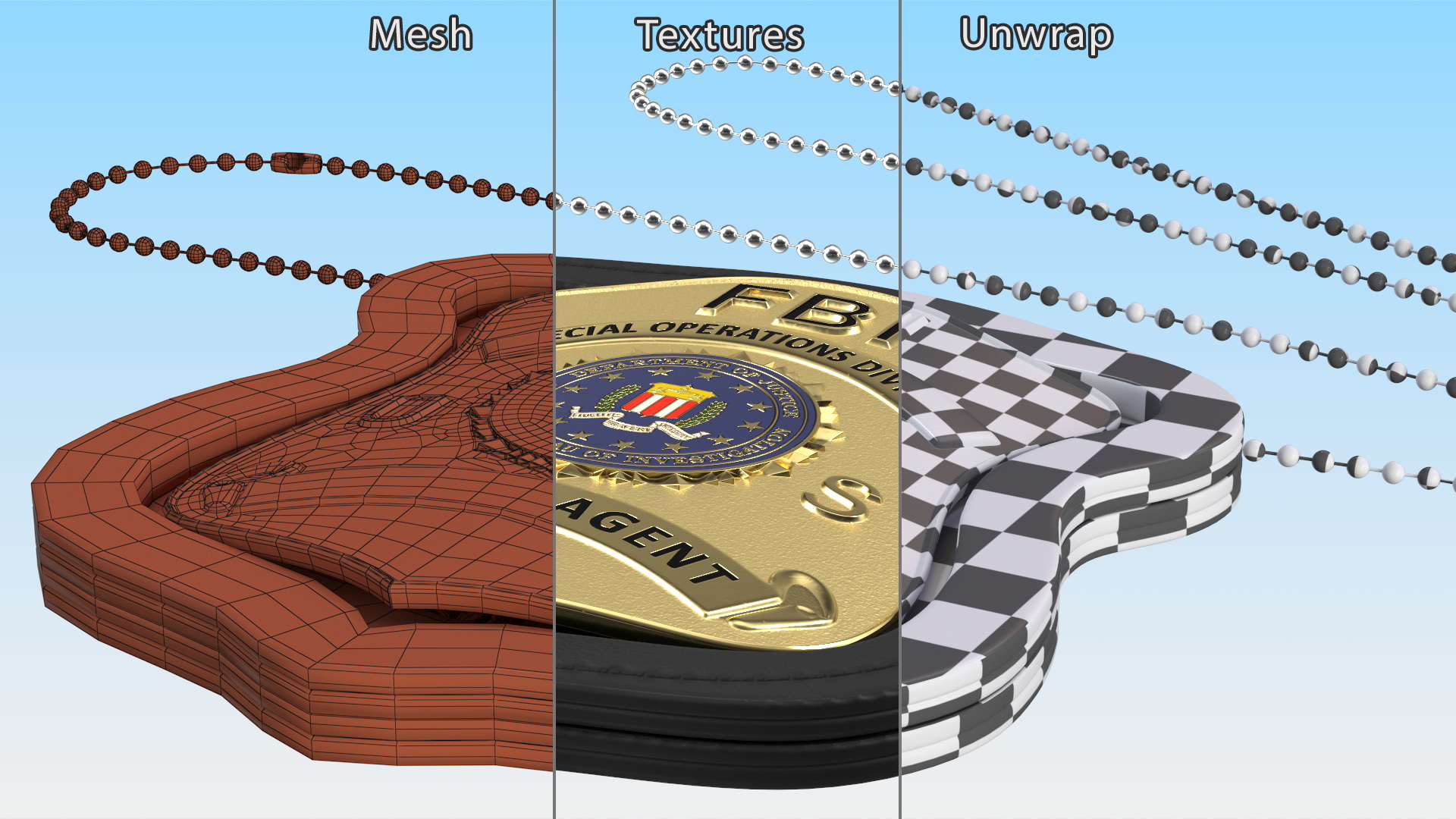 3D model FBI Badge in Leather Case