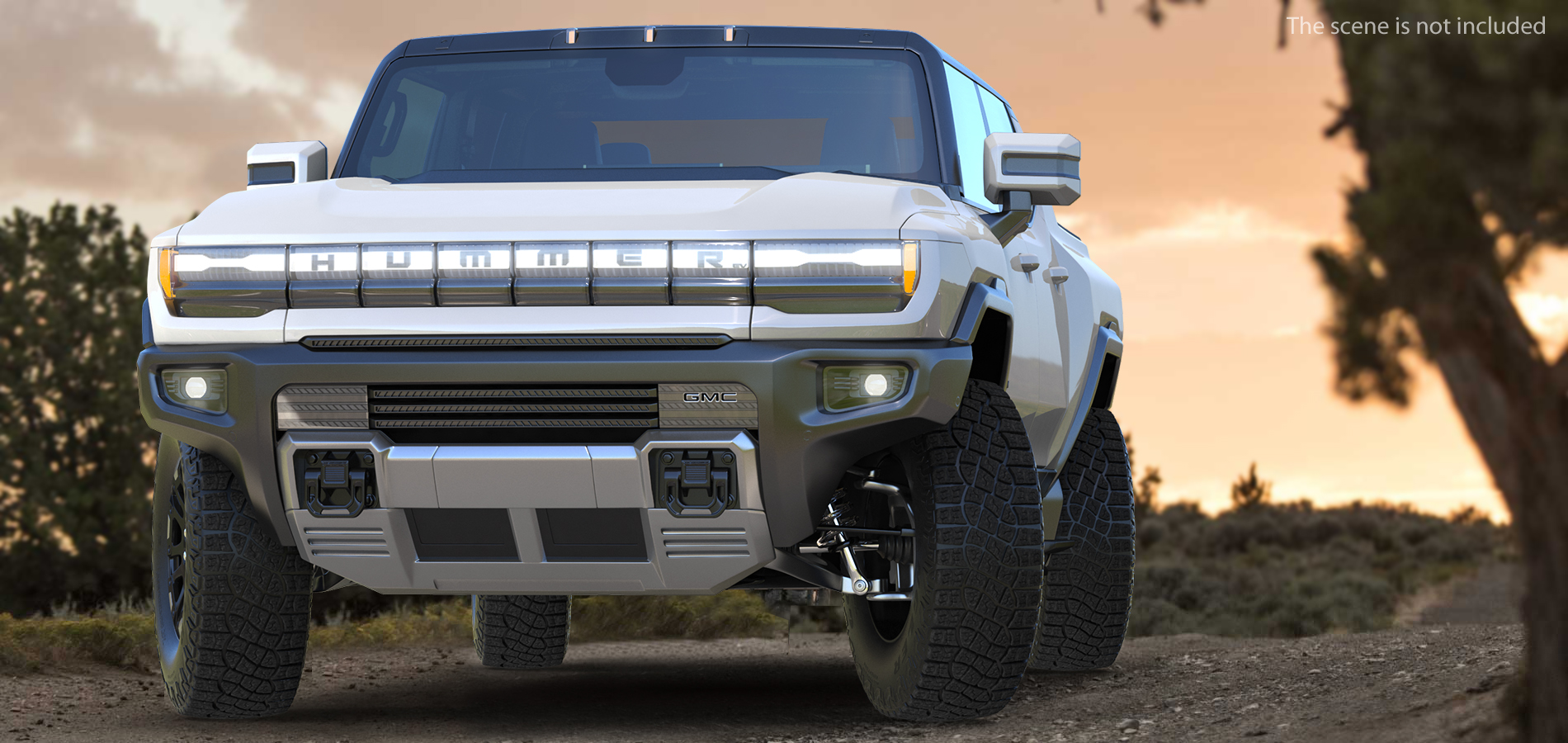 GMC Hummer EV PICKUP Lights On Rigged 3D