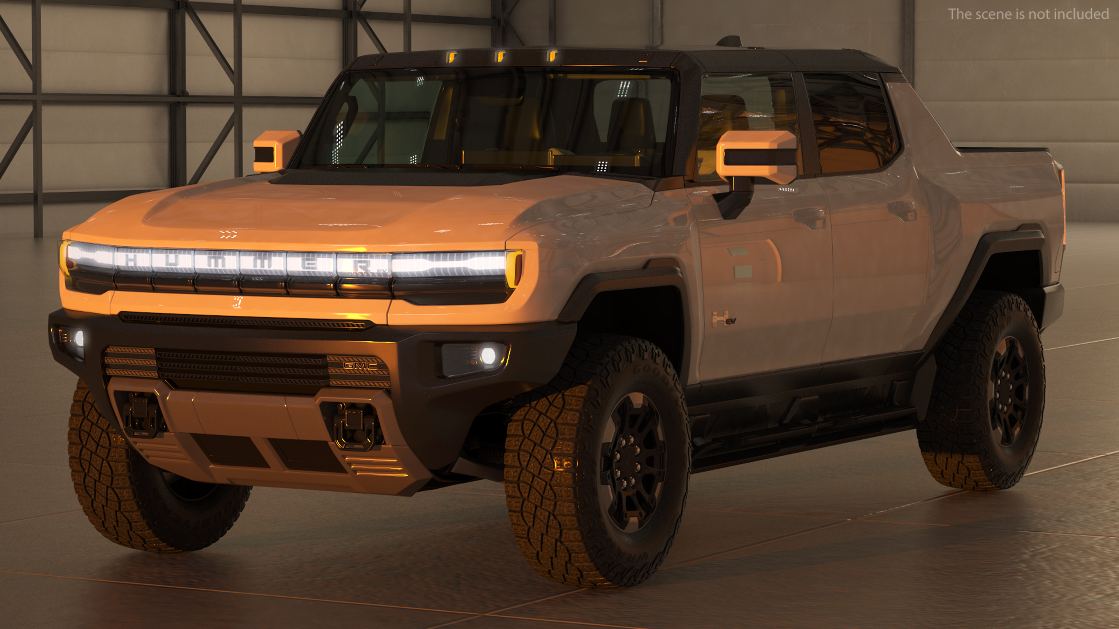 GMC Hummer EV PICKUP Lights On Rigged 3D
