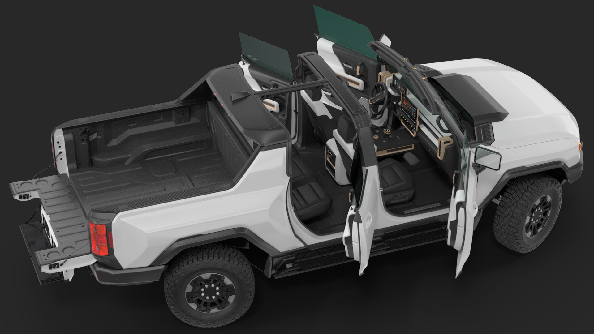 GMC Hummer EV PICKUP Lights On Rigged 3D