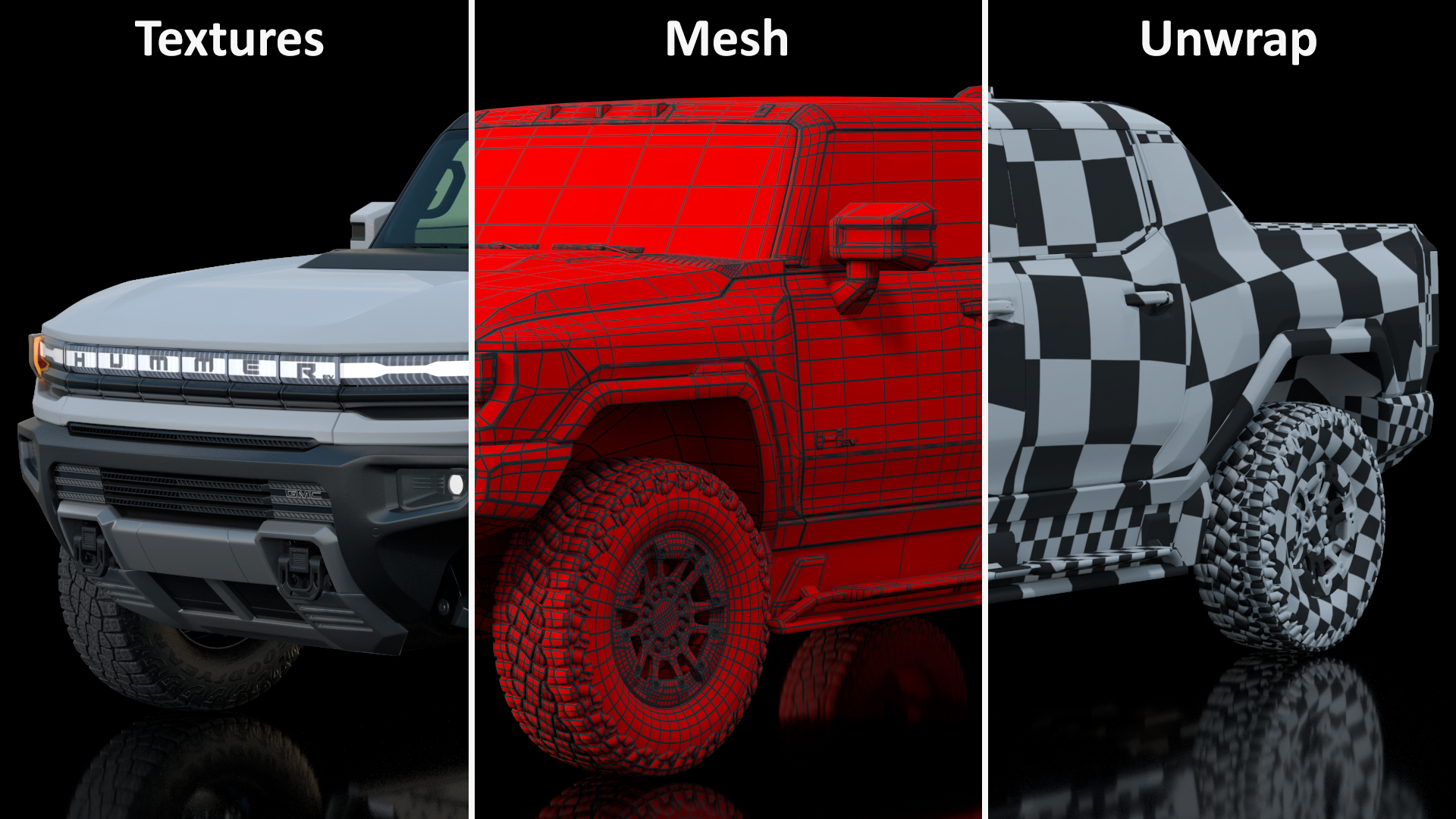 GMC Hummer EV PICKUP Lights On Rigged 3D