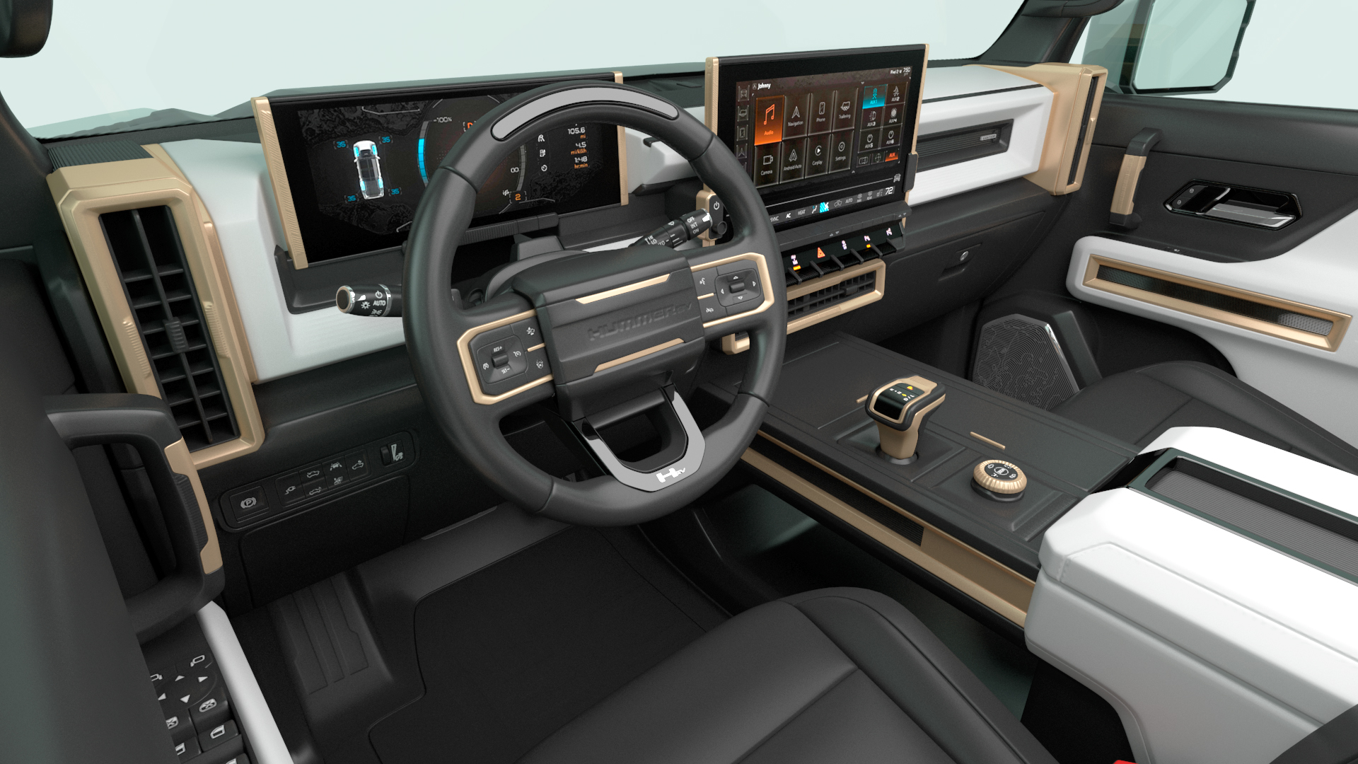 GMC Hummer EV PICKUP Lights On Rigged 3D